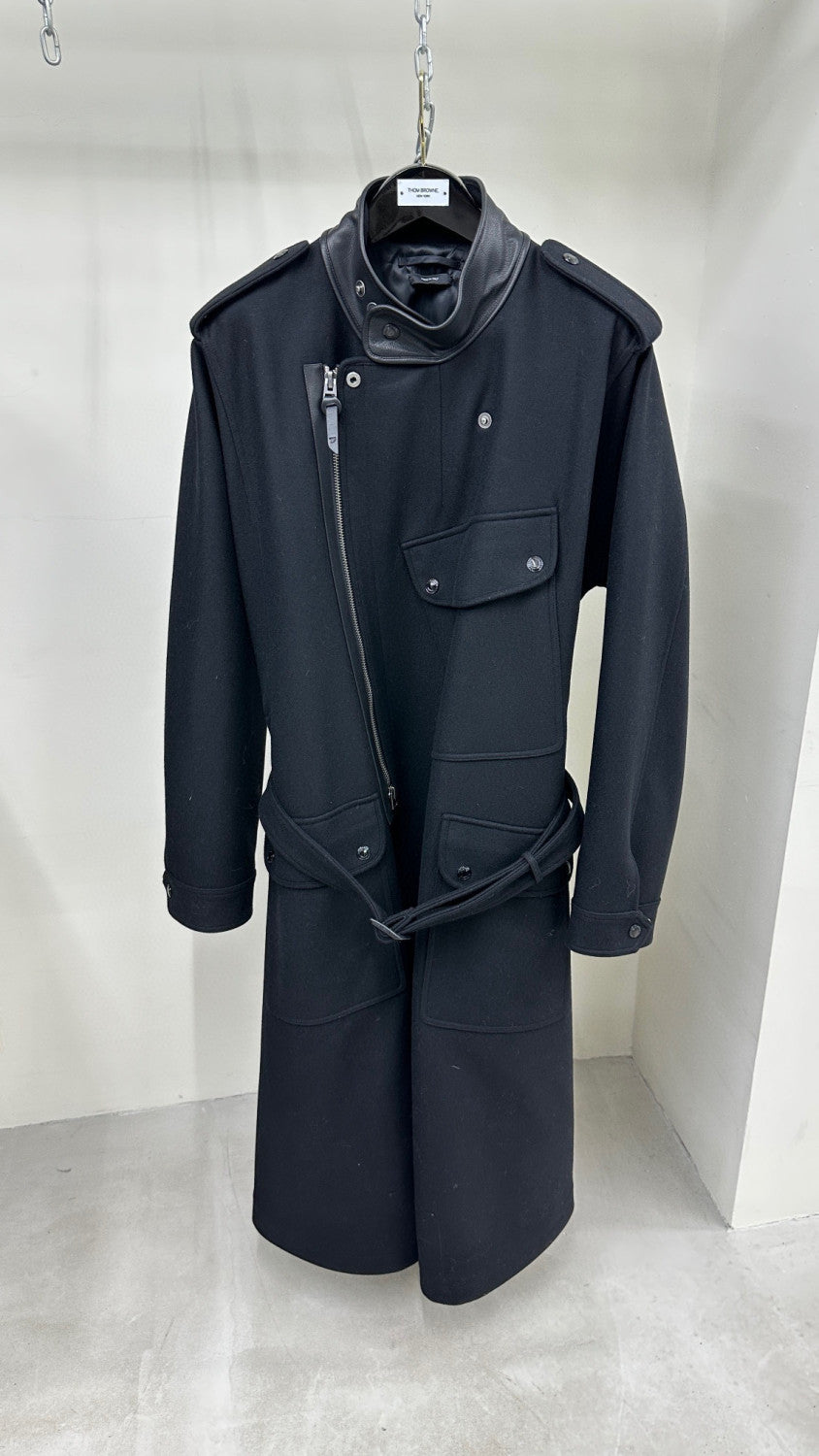Tom Ford Solid Color Slanted Zipper Long Coat Ngvp #6779