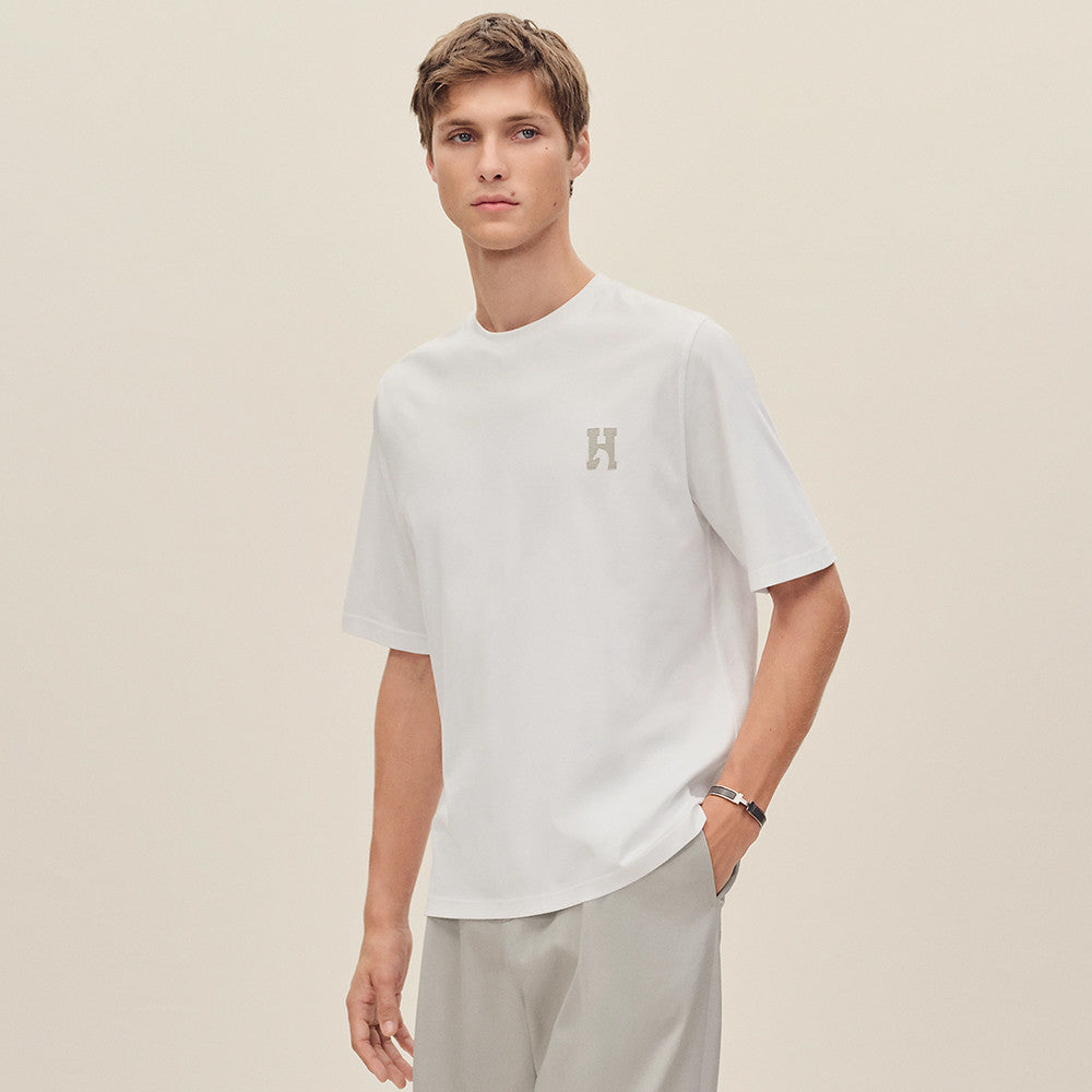 Hermès H Cheval T-shirt with Leather Detail #375796