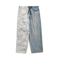 Balenciaga Men's Four Seasons Vintage Washed Camouflage Splicing Frayed Jeans Fashion High Street Straight Wide Leg Work Pants Ngvp #9121