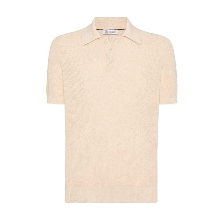 Brunello Cucinelli Men's Summer Linen Cotton Half English Rib Knit Solid Color Short Sleeve Polo Shirt Ngvp #1553