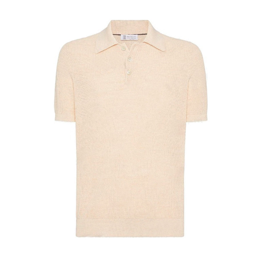 Brunello Cucinelli Men's Summer Linen Cotton Half English Rib Knit Solid Color Short Sleeve Polo Shirt Ngvp #1553