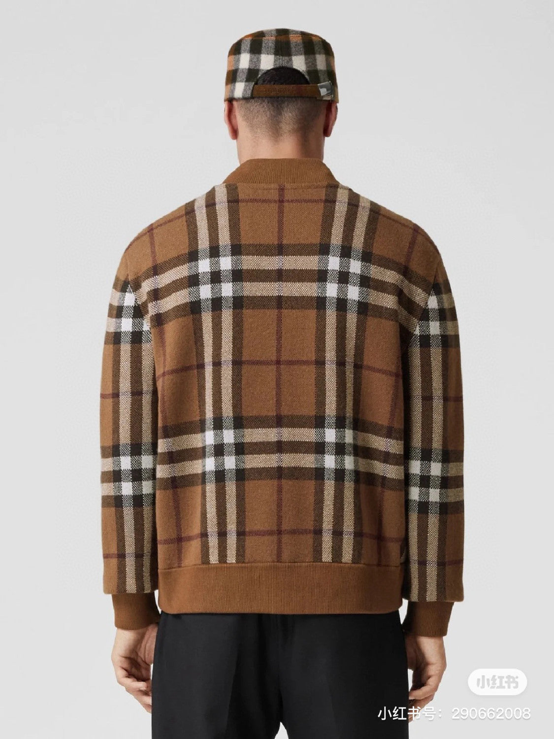 Burberry Men's Check Jacquard Wool Cashmere Knit Zipper Long Sleeve Jacket #74818
