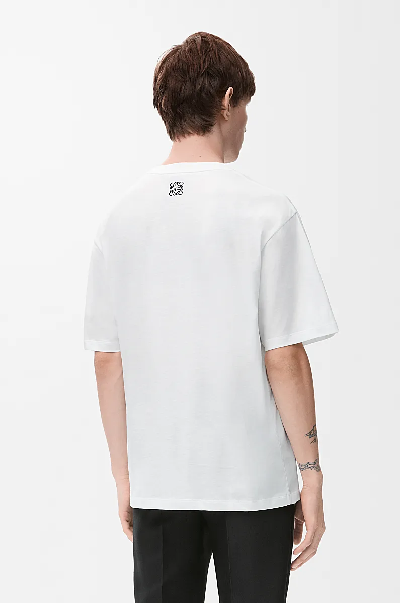 Loewe Men's Spring And Summer Feather Print Solid Color Cotton Loose Round Neck Short Sleeve T-Shirt Ngvp #1852