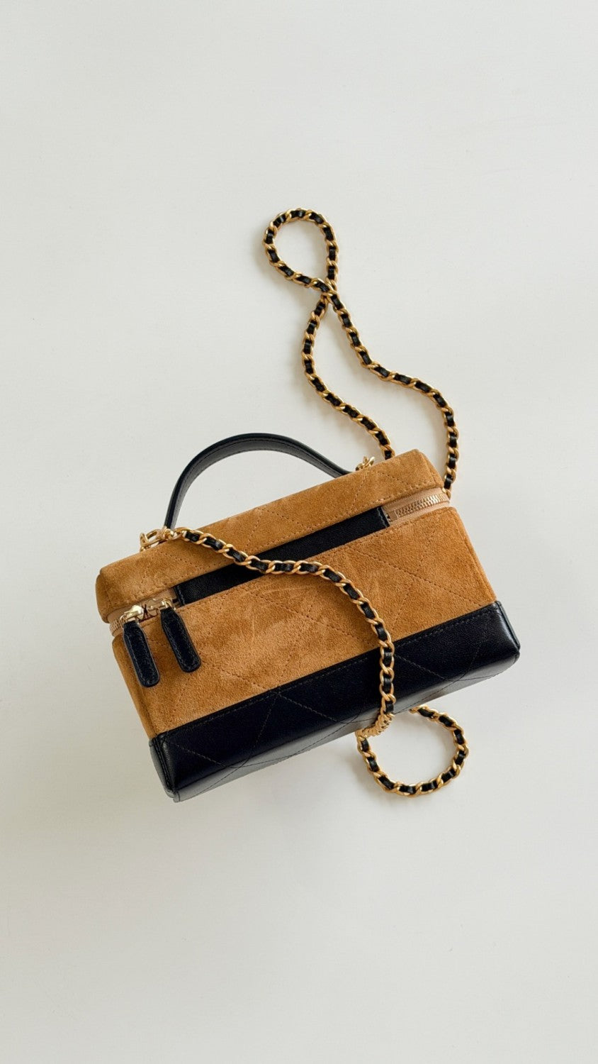 Chanel Suede Calfskin Colorblock Bag #377243