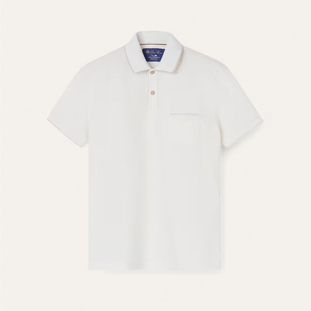 Loro Piana Men's Summer Chest But Pocket Design Solid Color Cotton Short Sleeve Fitted Regatta Polo Shirt Ngvp #8517