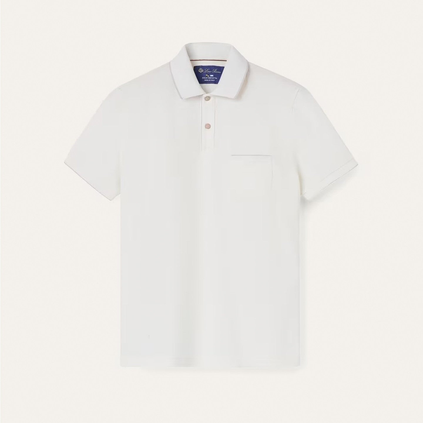 Loro Piana Men's Summer Chest But Pocket Design Solid Color Cotton Short Sleeve Fitted Regatta Polo Shirt Ngvp #8517
