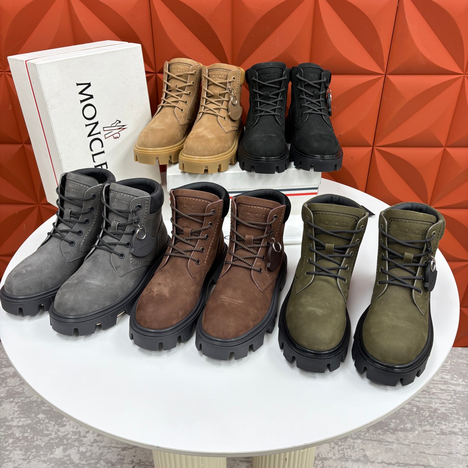 Moncler Black Peak City Nubuck Suede Lace-Up Boots #336113
