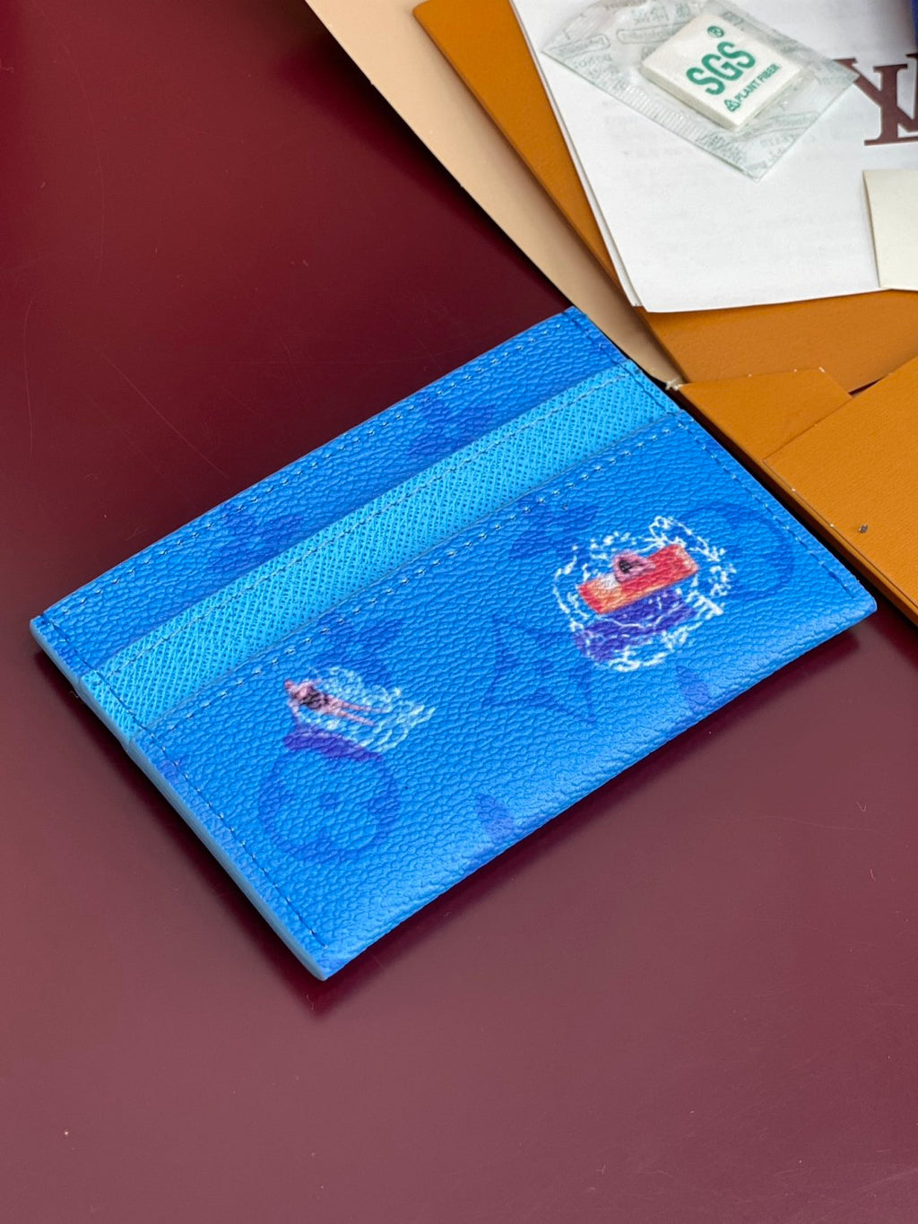 Louis Vuitton Double Men's Solid Color Logo Print Holiday Sports Series Leather Card Holder Wallet Bag Bags #77331