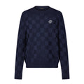 Louis Vuitton Men's Spring and Autumn Solid Color Check Printed Wool Round Neck Long Sleeve Knitted Sweater #74211