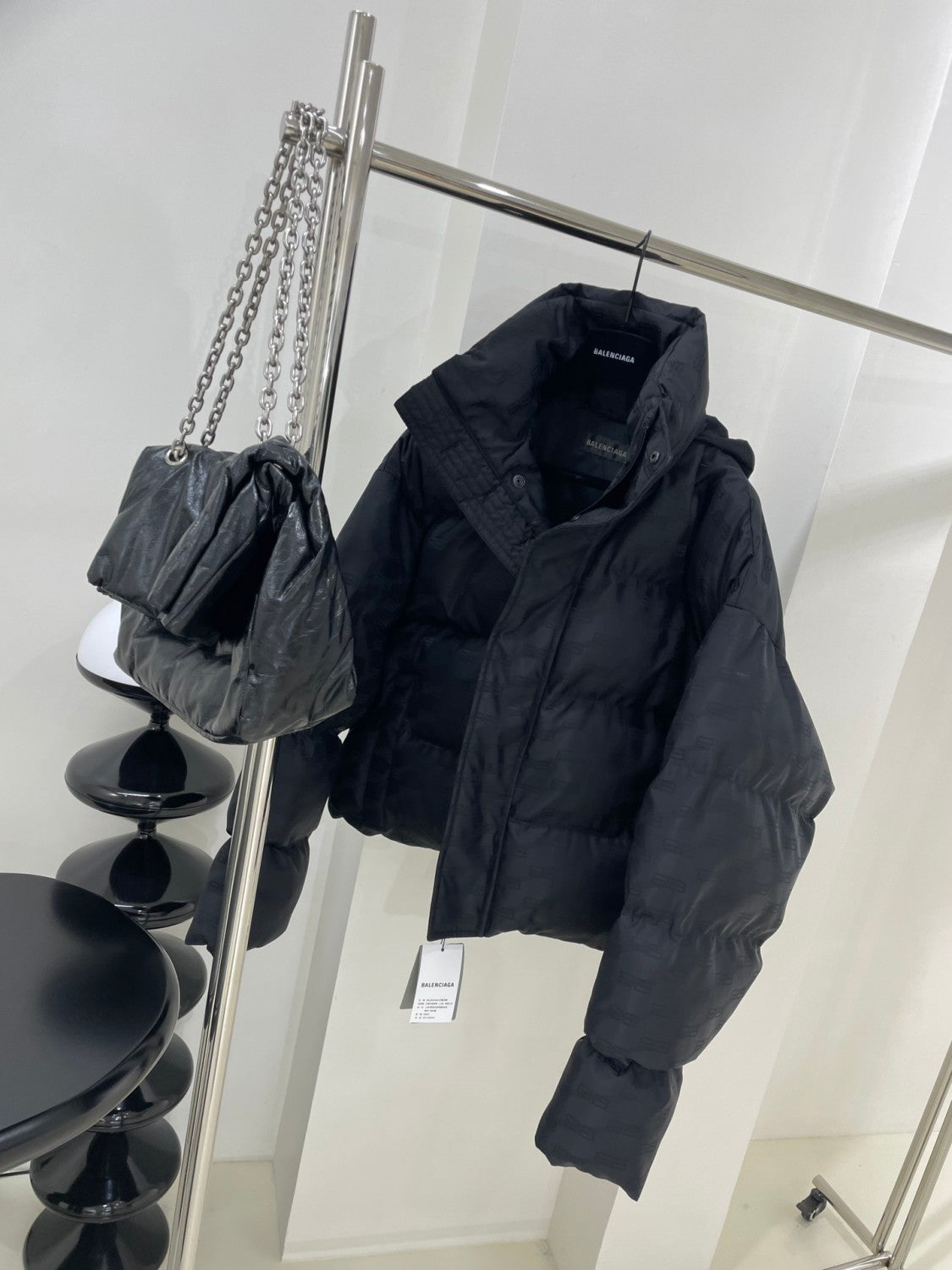 Balenciaga Men's Women's Autumn And Winter Standing Collar Solid Color Zipper Long Sleeve Puffer Down Jacket #73316