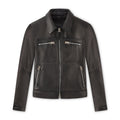 Tom Ford Men's Icon Leather Zip Blouson Winter Black Leather Zip Lapel Biker Jacket #97484