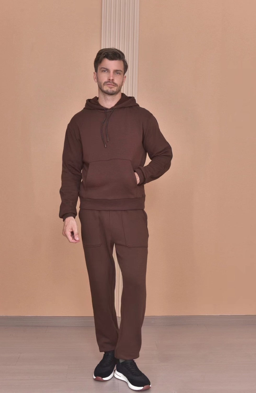 Loro Piana Men's Autumn And Winter Solid Color Hooded Long Sleeve Sweatshirt Casual Lace-Up Pants Set Ngvp #9216