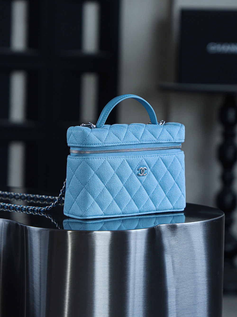 Chanel Women's Solid Color Chain Shoulder Strap Lambskin Shoulder Tote Cosmetic Bag Bags #76486