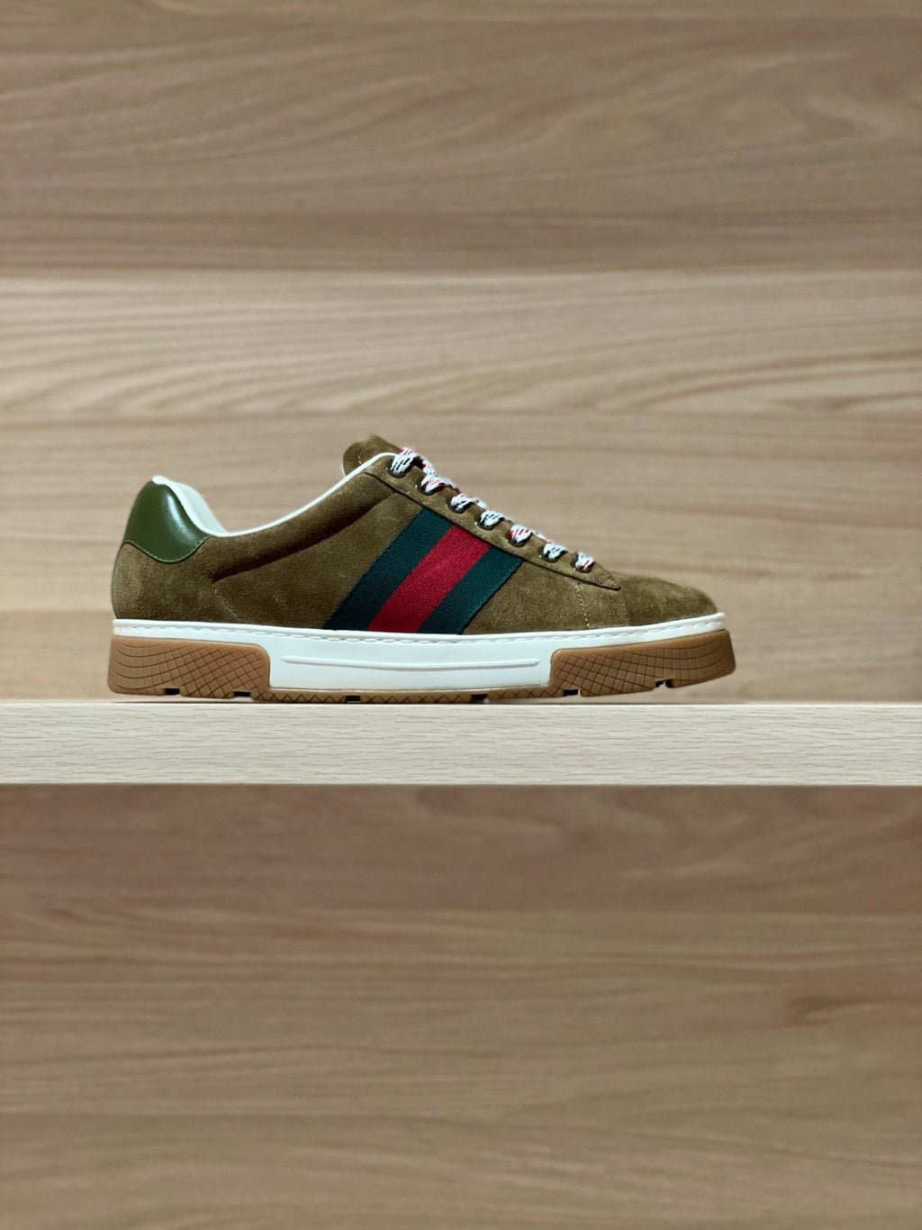 GUCCI Men's Gucci Ace sneaker with Web suede #337178