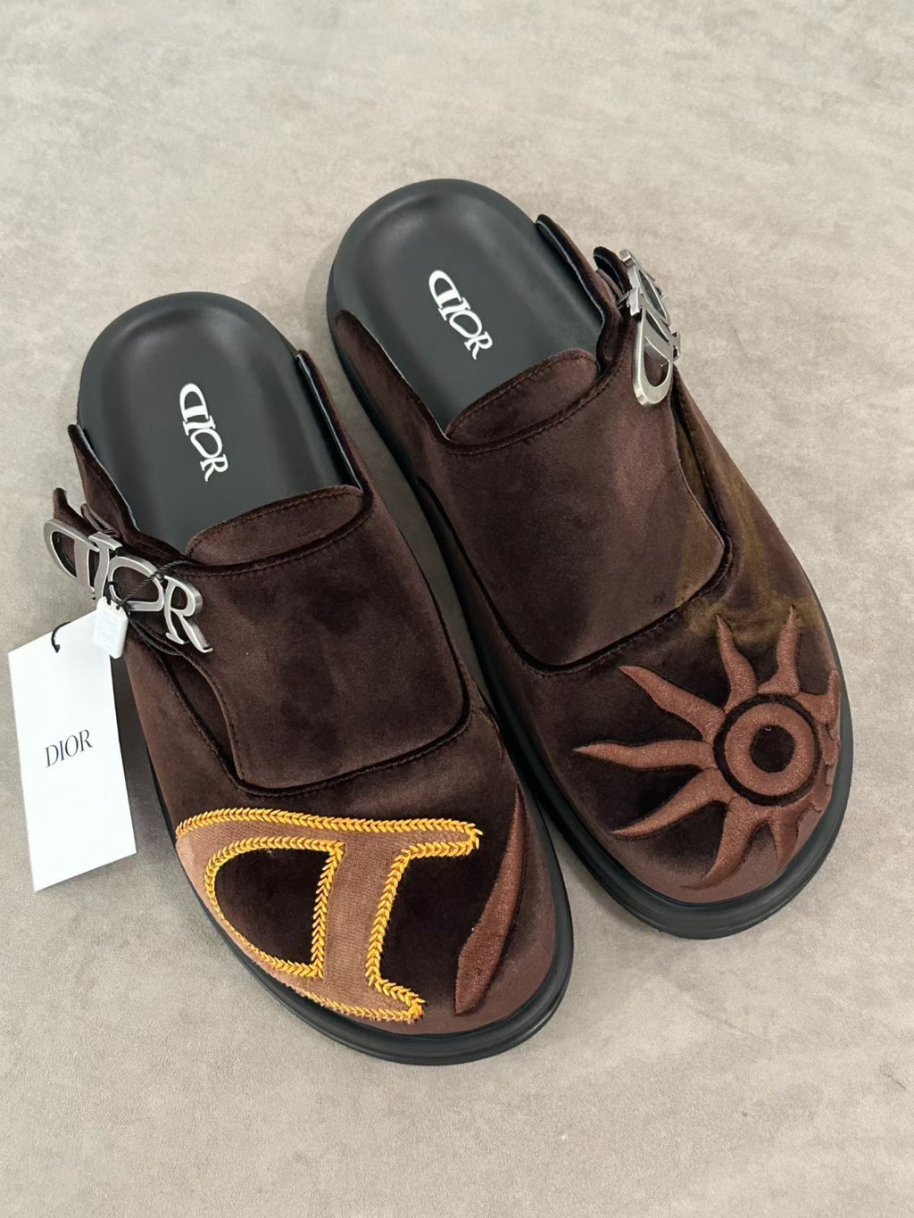 Dior Aqua Lewis Hamilton Velvet Round Toe Mules Slippers #385782