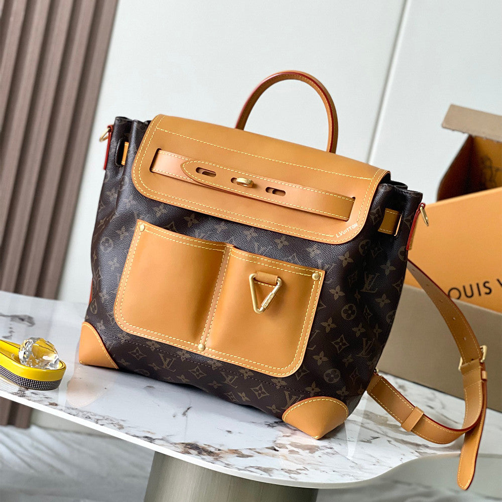 LOUIS VUITTON Steamer 30 Detachable Shoulder Strap Single Room Crossbody Monogram Coated Canvas Handbag Men's Brown #332253