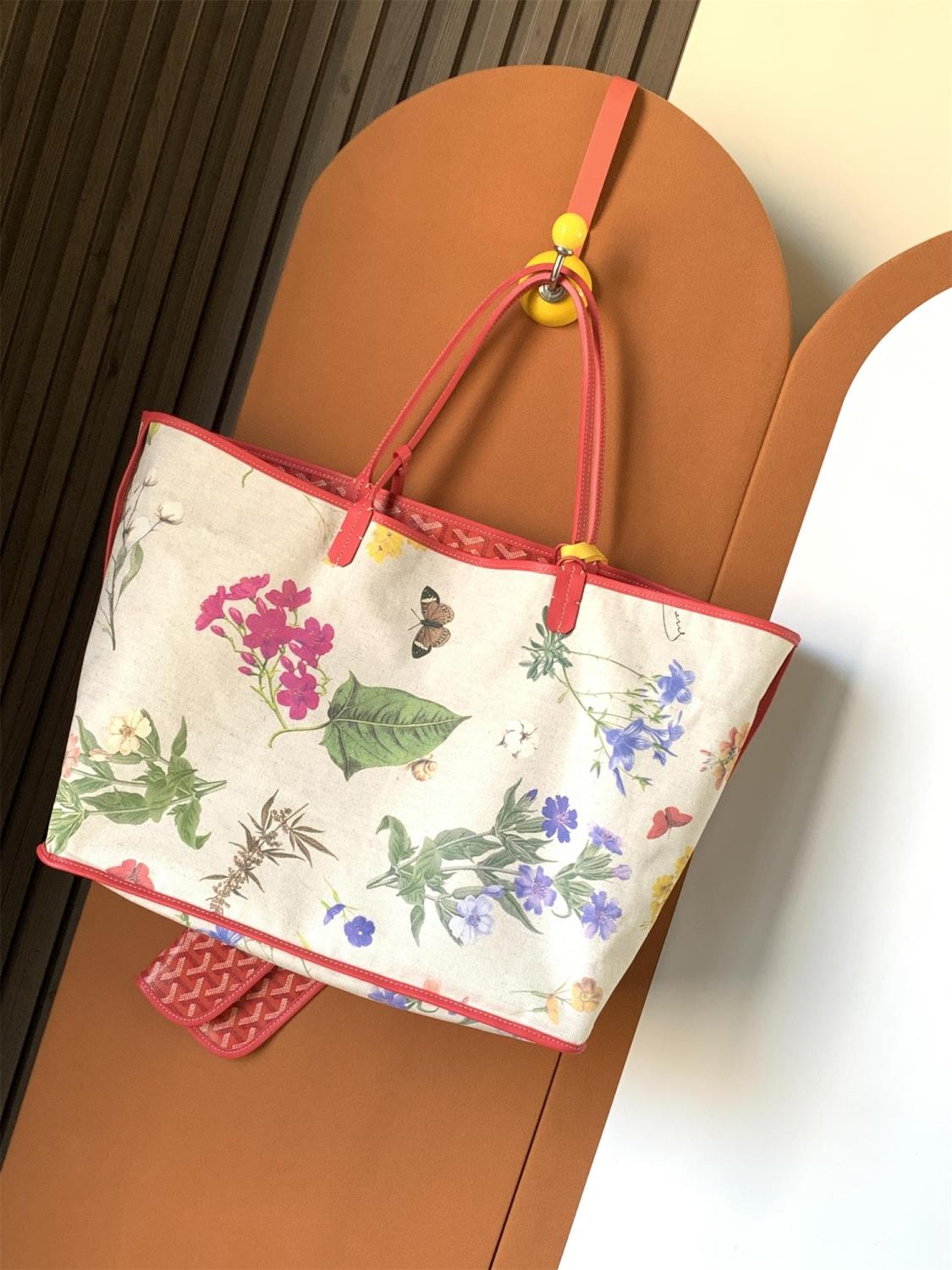 GOYARD Saint Louis Women's Solid Color Y Printing Double Sided Canvas Spell Cowhide Shopping Bag Tote Bags #76436