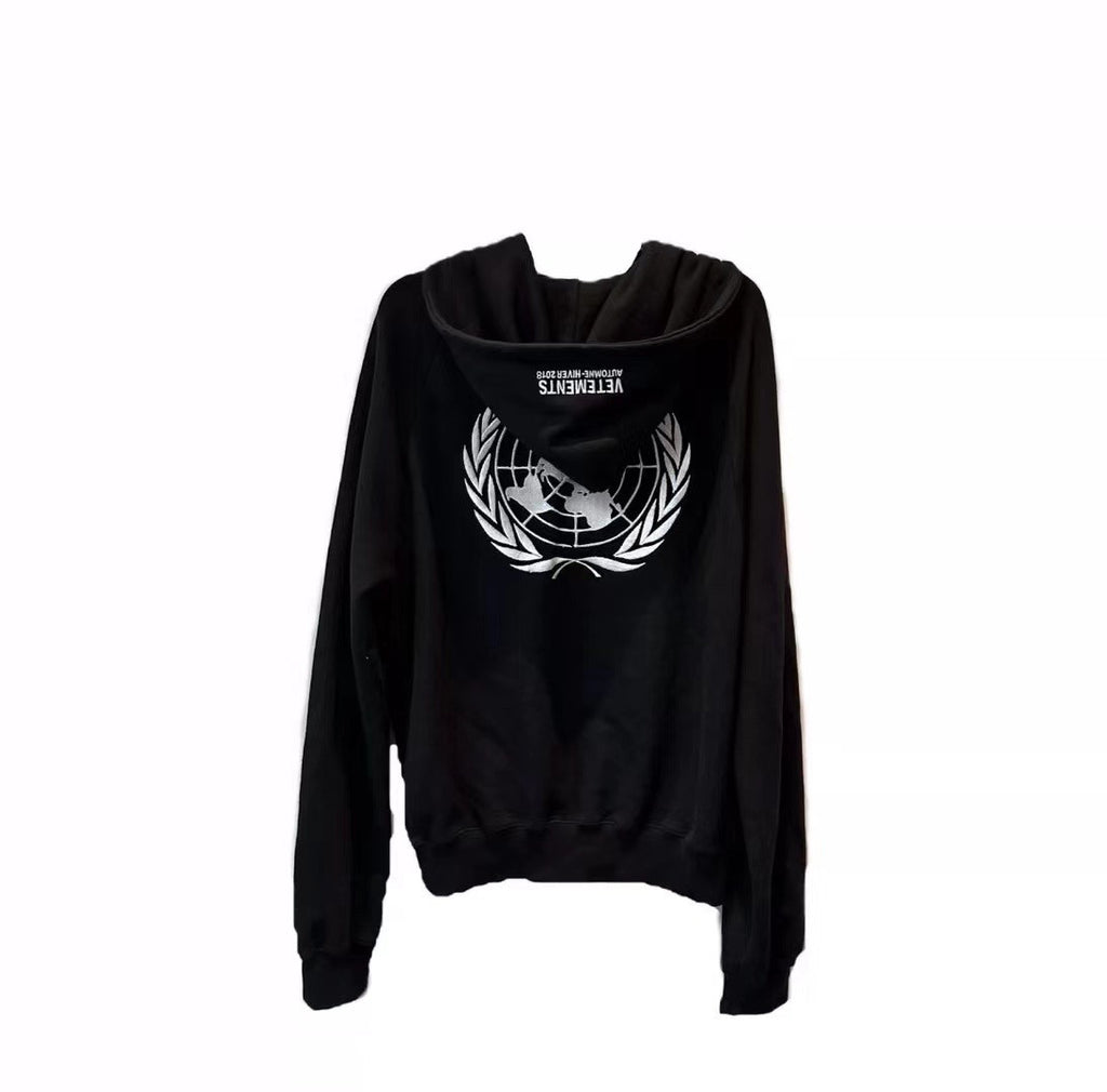 Vetements Men's Autumn And Winter Wheat Earth Short Printed Hooded Sweatshirt Zipper Embroidery High Street Trend Hoodie Jacket Ngvp #2454