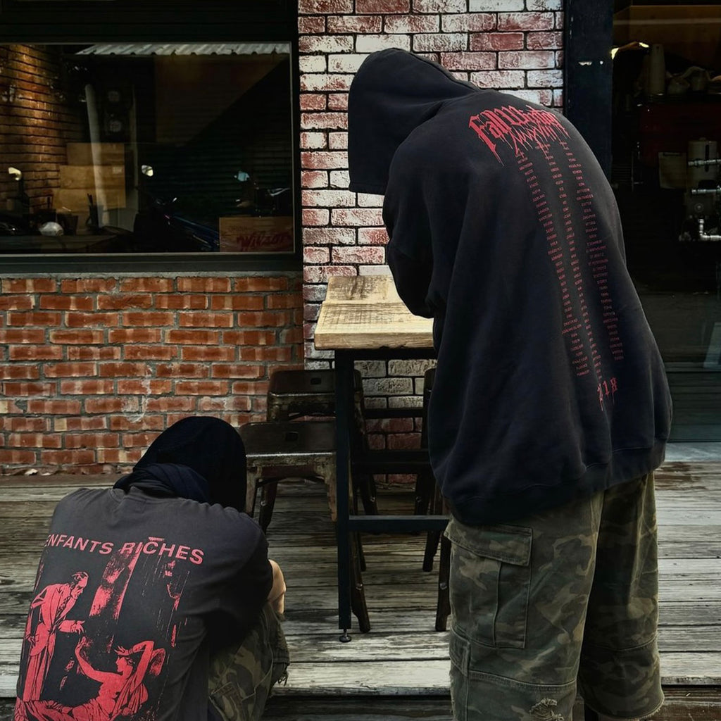 Vetements Men's High Street Dark Style Letter Print Hooded Sweatshirt Spring And Autumn Fashion Single Piece Peplum Loose Sweatshirt Ngvp #1177