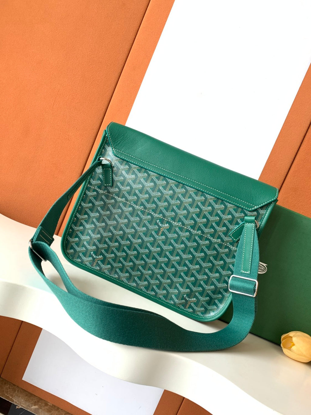 GOYARD Coursier Men's and Women's Solid Color Adjustable Shoulder Strap Canvas Spell Calfskin Messenger Bag Crossbody Shoulder Bags #77783