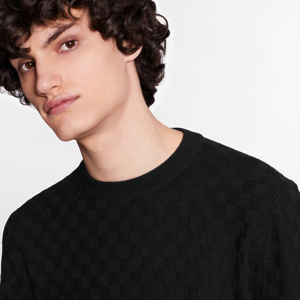 Louis Vuitton Men's Spring. Autumn And Winter Damier Signature Crew Neck Plaid Solid Color Long Sleeve Fitted Wool Sweater Ngvp #9311