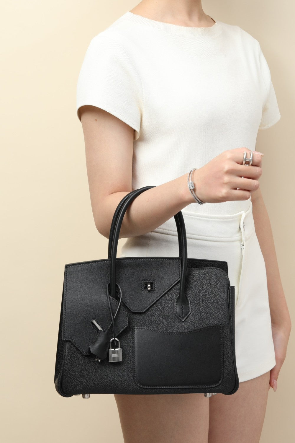 Hermes Limited Edition Birkin 30 Desordre Black And Silver Multicolor Luxury Fashion Handbag #81888A