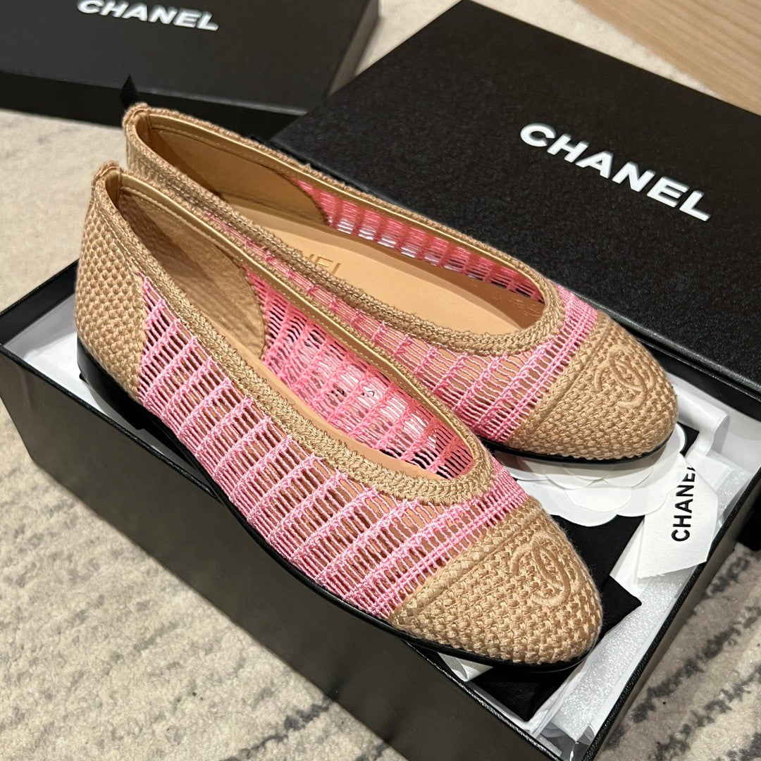 Chanel Women's Summer Colour-Block Knitted Casual Ballet Flats Shoes #76994