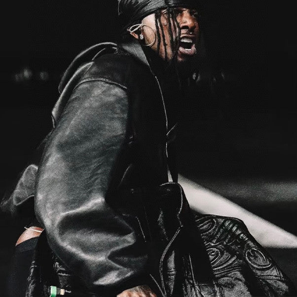 Balenciaga Men's Women's Autumn And Winter Loose Contour Hooded Leather Jacket Zip High Street Hip Hop Biker Style Jacket Ngvp #9784