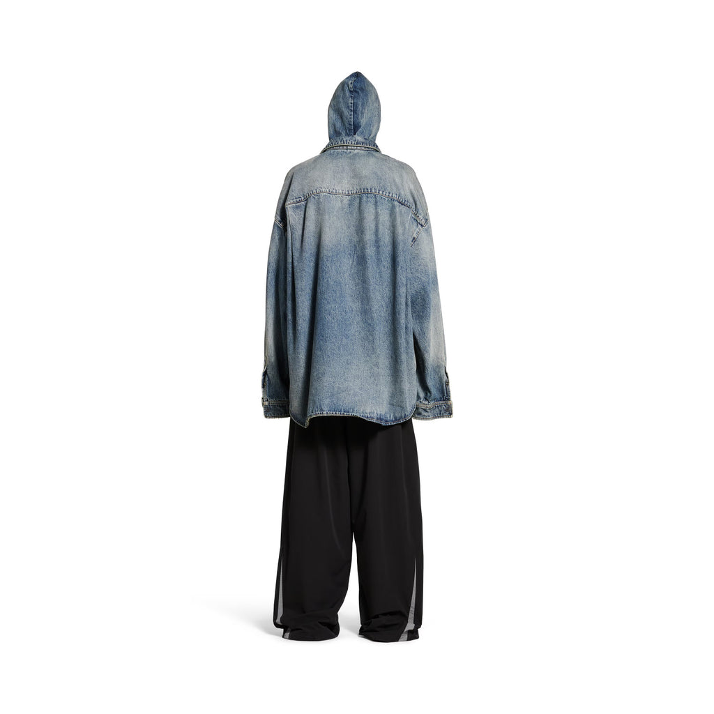 Balenciaga Men's Spring. Summer And Fall Hooded Shirt Papka Lapel Loose Solid Color Denim Jacket Ngvp #1671