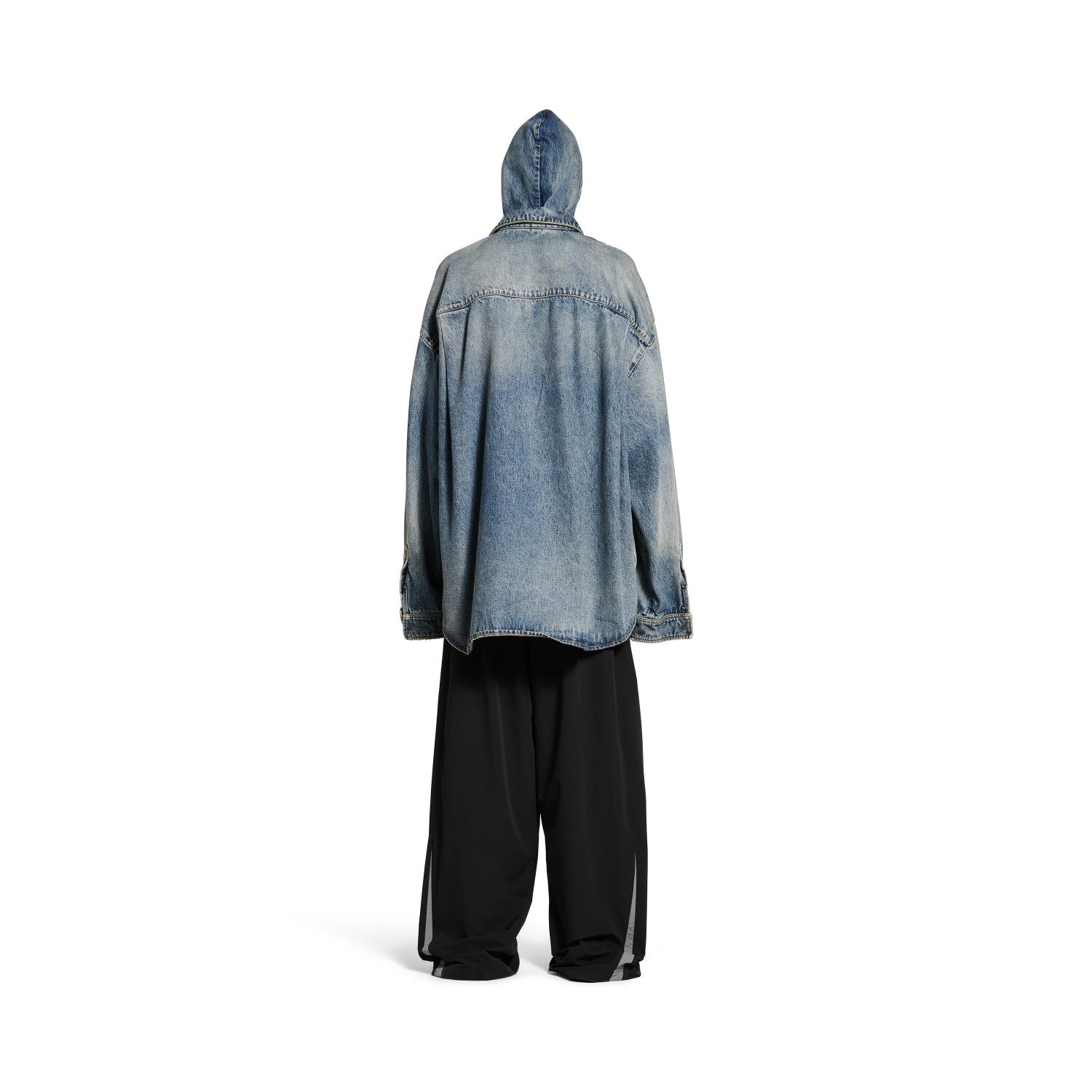 Balenciaga Men's Spring. Summer And Fall Hooded Shirt Papka Lapel Loose Solid Color Denim Jacket Ngvp #1671