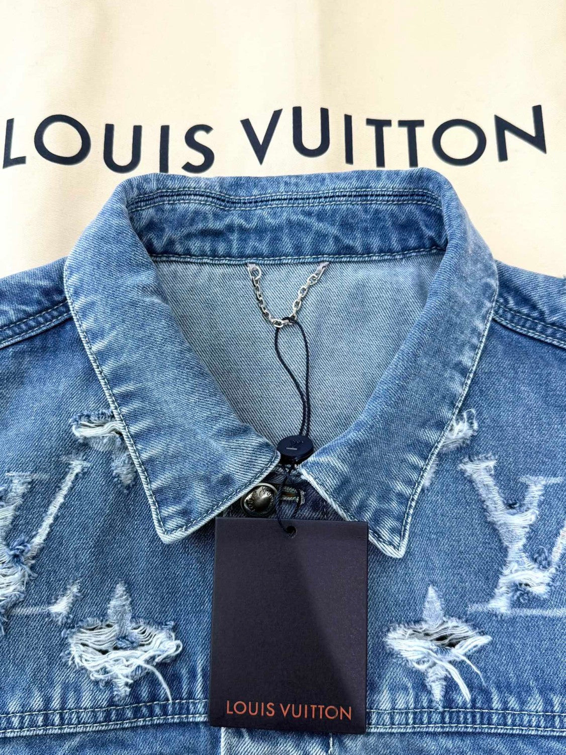 Louis Vuitton Men's Spring And Fall Embroidered Logo Single Breasted Long Sleeved Denim Jacket Mid Rise Jeans Pants Suit Set #74293