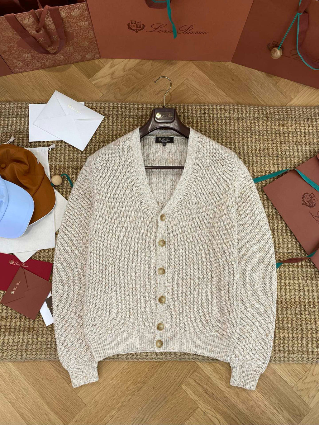 Loro Piana Meina Men's Cardigan Cotton V-neck Fashion Temperament Single-breasted Knitted Cardigan Fall And Winter Casual Comfortable Knitwear Ngvp #2482