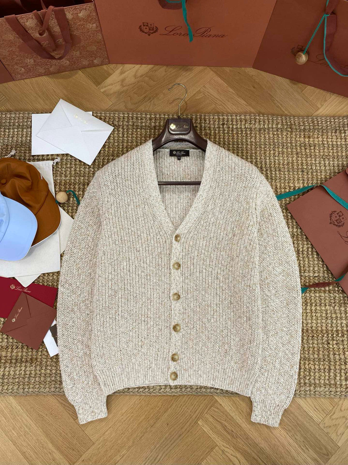 Loro Piana Meina Men's Cardigan Cotton V-neck Fashion Temperament Single-breasted Knitted Cardigan Fall And Winter Casual Comfortable Knitwear Ngvp #2482