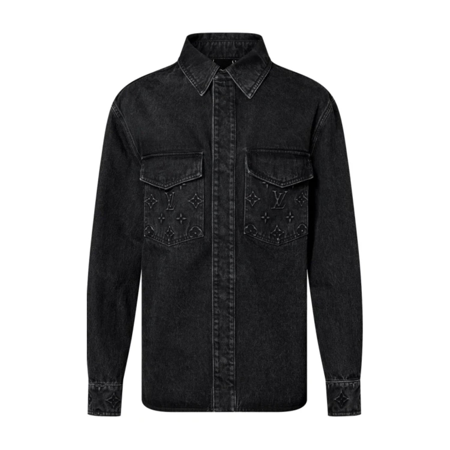 Louis Vuitton Men's Fall/Winter Three-dimensional Embossed Pocket Denim Jacket Pants Set Suit #97227