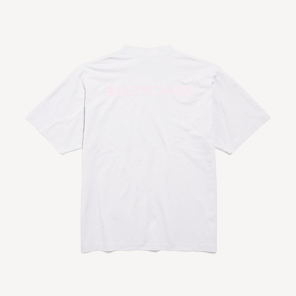 Balenciaga Men's Balenciaga Back T-shirt Medium Fit in Dirty White Baby-pink #377015