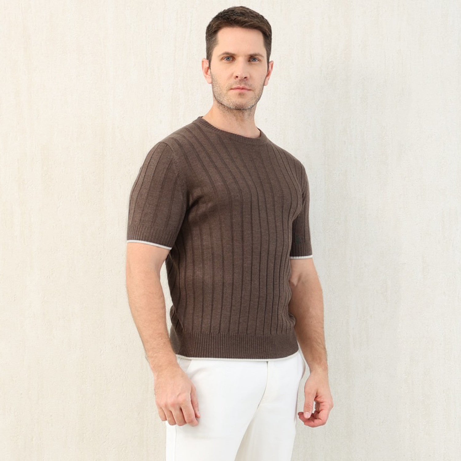 Brunello Cucinelli Spring And Summer Men's Flat Ribbed Linen And Cotton Knitted T-Shirt Fashion Trend Casual Comfortable Round Neck T-Shirt Ngvp #1348