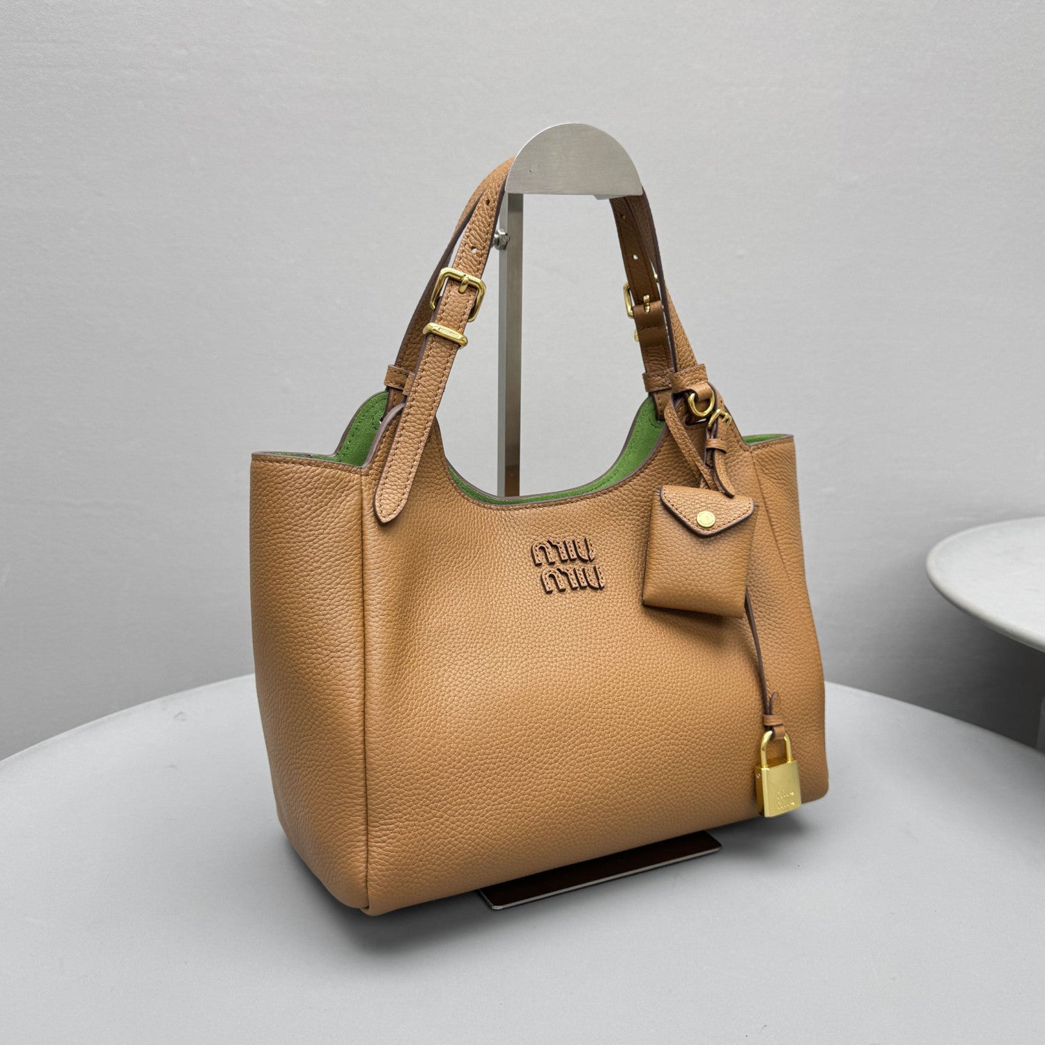 MiuMiu Women's Fashion Classic Solid Color Grain Leather Logo Handbag Shoulder Bag Bags 5BA304_2IFL_F0ZKS #79515