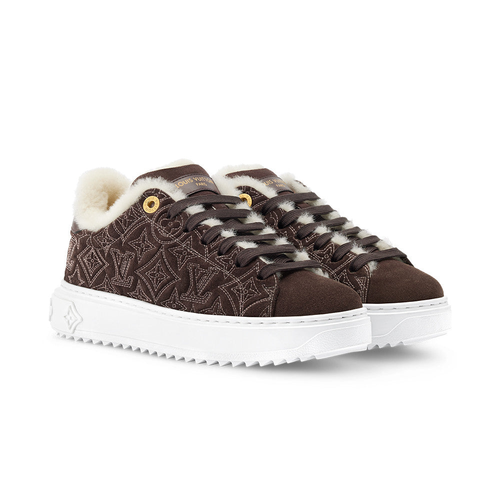 Louis Vuitton Women's Time Out Sneaker Suede Round Toe Lace-up Low-top Sneakers #333372