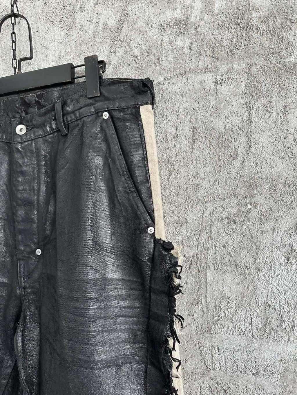 Rick Owens Waxed Colorblock Wide-leg Pants #334947