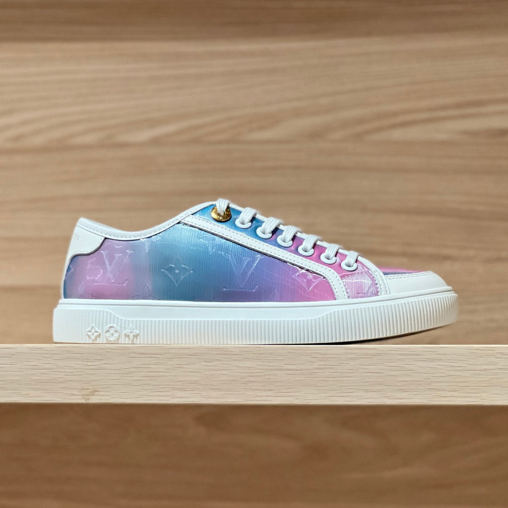 Louis Vuitton LV Lagoon Men's And Women's Solid Color Letter Print Lace-up Low-top Denim Leather Sneakers Shoes #77732