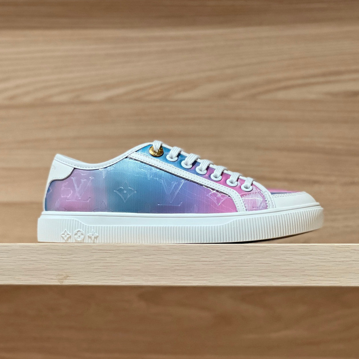 Louis Vuitton LV Lagoon Men's And Women's Solid Color Letter Print Lace-up Low-top Denim Leather Sneakers Shoes #77732