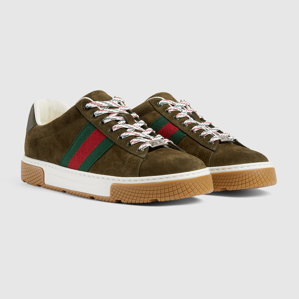 GUCCI Men's Gucci Ace sneaker with Web suede #337178