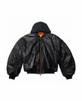 Balenciaga Leather Zip Hooded Jacket #96135