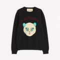Valentino Men's Le Chat De La Maison Wool Logo Cat Embroidered Solid Color Crew Neck Long Sleeve Knit Sweater #81754
