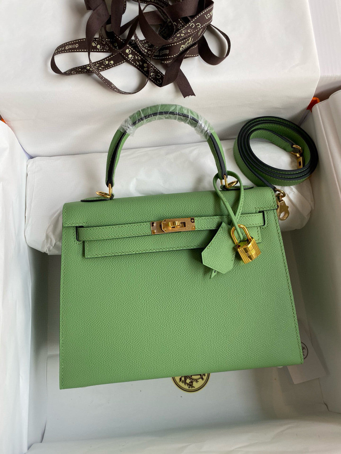 Hermes Kelly 25cm/28cm/32cm Epsom Original Leather Top-Grade Leather Handbag Bag Handcrafted Leather Bag From The Original Factory's Premium Custom Collection #194844