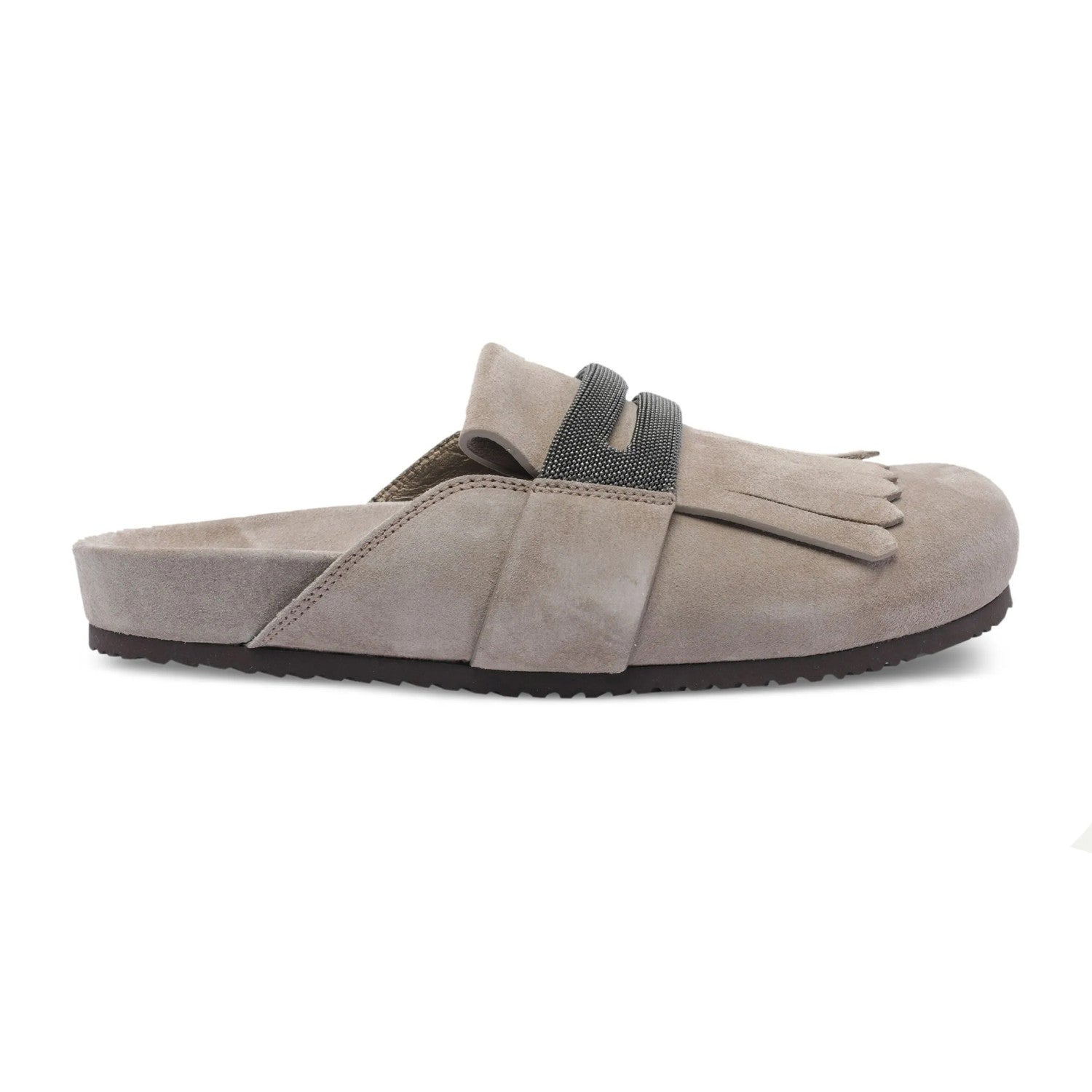 Brunello Cucinelli Monili Embellished Loafers Mule Shoes Women's Suede Slippers Solid Colour Fashion Trend Casual Comfort Slippers Sandals  Ngvp #1489