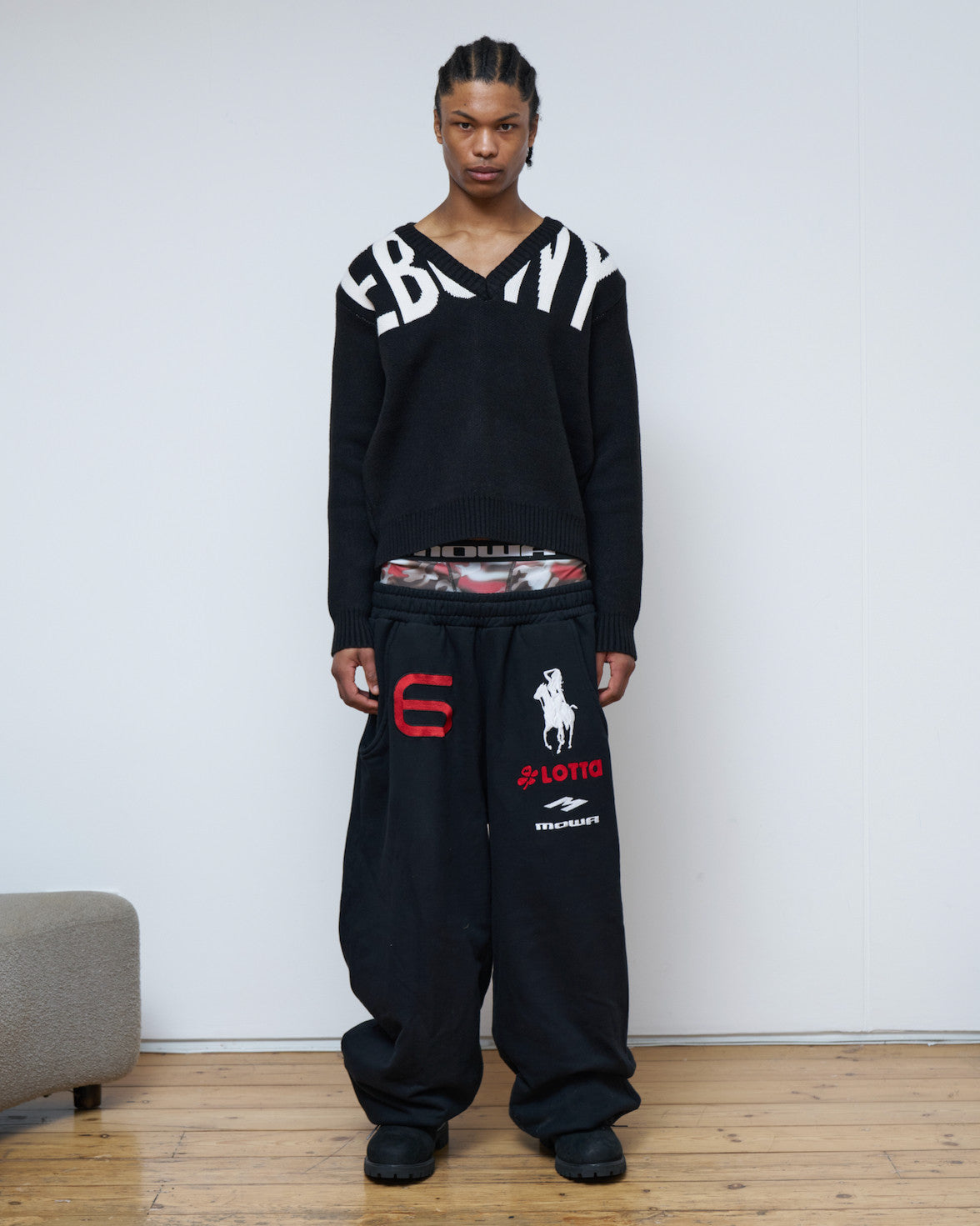 Mowalola Atl Opium Yvl Style Angel War Horse Embroidered Baggy Loose Wide Leg Sweatpants Men's Spring And Fall Fashion Pants #81432
