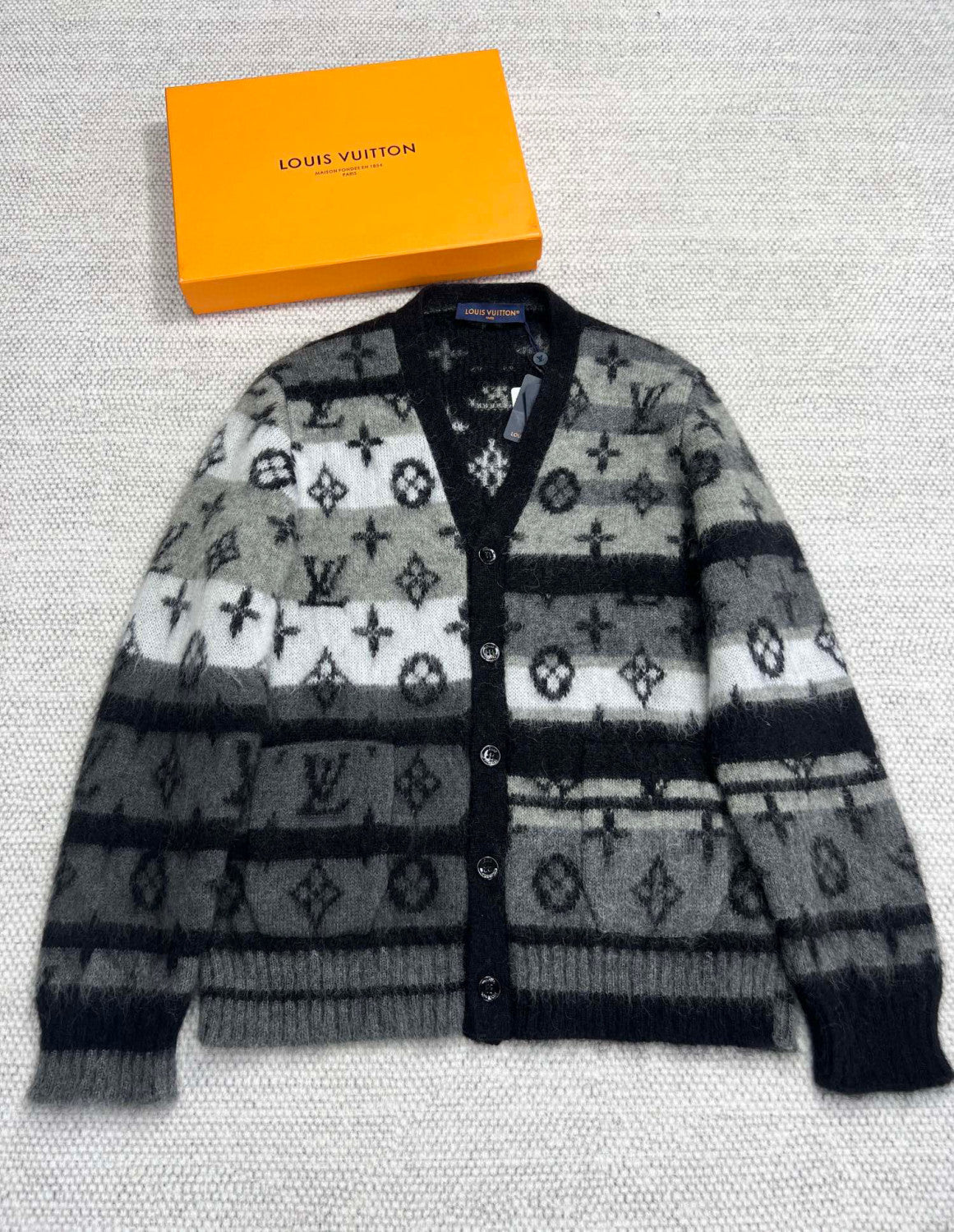 Louis Vuitton Monogram Mohair Cardigan Wool Single Breasted Jacket #96617