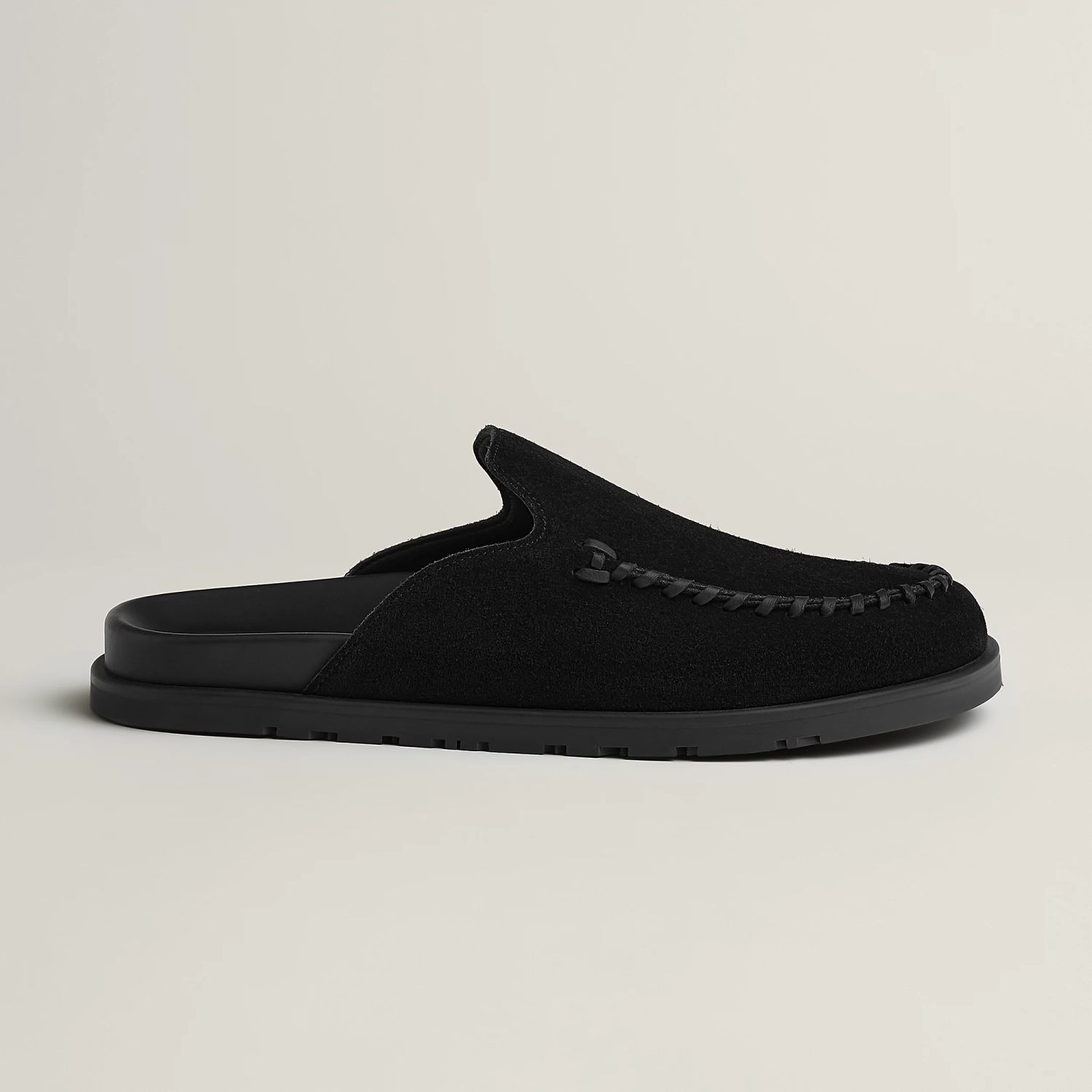 Hermes Men's Johan Mule Shoes Summer Solid Color Round Toe Suede Flat Slippers Casual Shoes Ngvp #1831