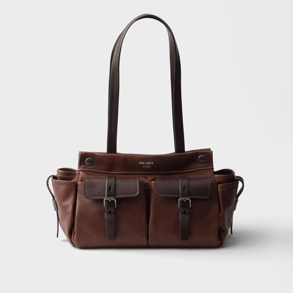 Prada Route Medium-sized Cowhide Leather Handbag Classic Spacious Multi-pocket Tote Bag For Women With A Single Shoulder Strap And Patchwork Belt Accents Bags 1BG645 #196267